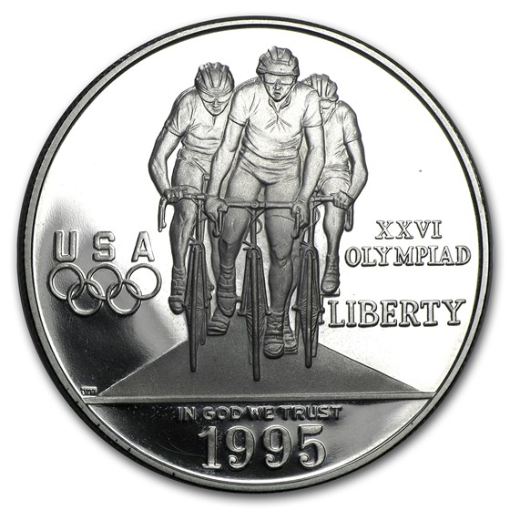 1995-P Olympic Cycling $1 Silver Commem Proof (w/Box & COA) 1995-P Olympic Cycling $1 Silver Commem Proof (w/Box & COA)